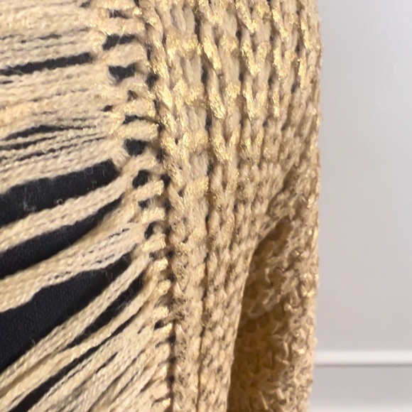 NWOT FRINGE Back Sweater Dress. Yellow/Gold Metallic S/M - Picture 8 of 9